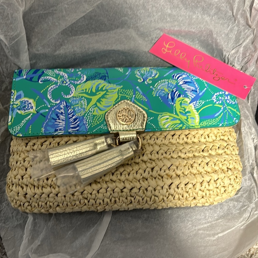 NWT Lilly Pulitzer Straw Clutch